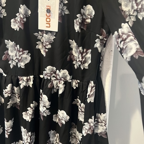 MOON boho floral nwt silky swing dress size large - Picture 6 of 11